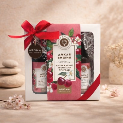Набор подарочный Дикая вишня (гельд/д, крем д\рук,молочко д/тела,соль д/ванны) ВИШ, 790г   МДП