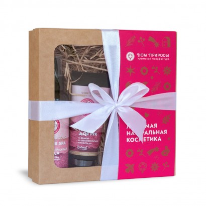 Набор подарочный WINE SPA с красным вином (крем д/рук, крем д/ног,мист,мыло)  МДП