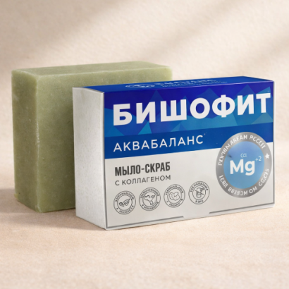 Мыло-скраб с коллагеном БИШОФИТ АКВАБАЛАНС  БШ, 100г МДП